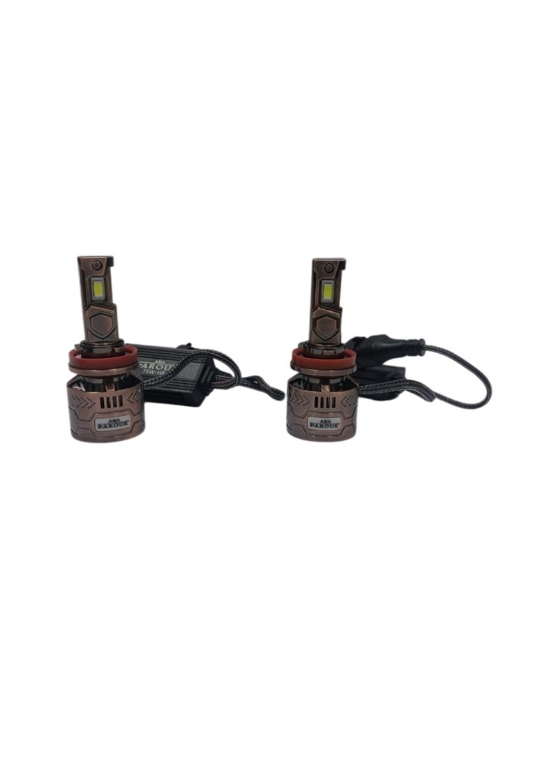 Farouk طقم مصابيح أمامية للسيارة ZA10 H8 LED، بقوة إضاءة قصوى تبلغ 6000 كلفن - Image 3