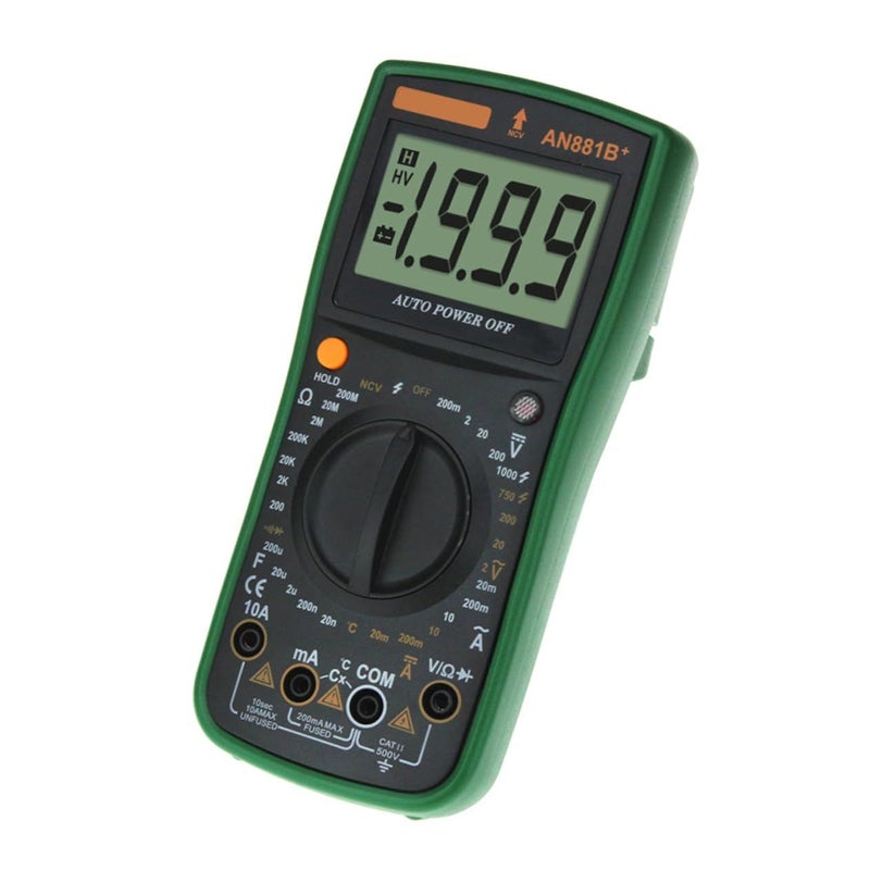 High Accuracy Auto Range Digital Multimeter With Clips Green Measures Voltage Resistance Capacitance - Image 2