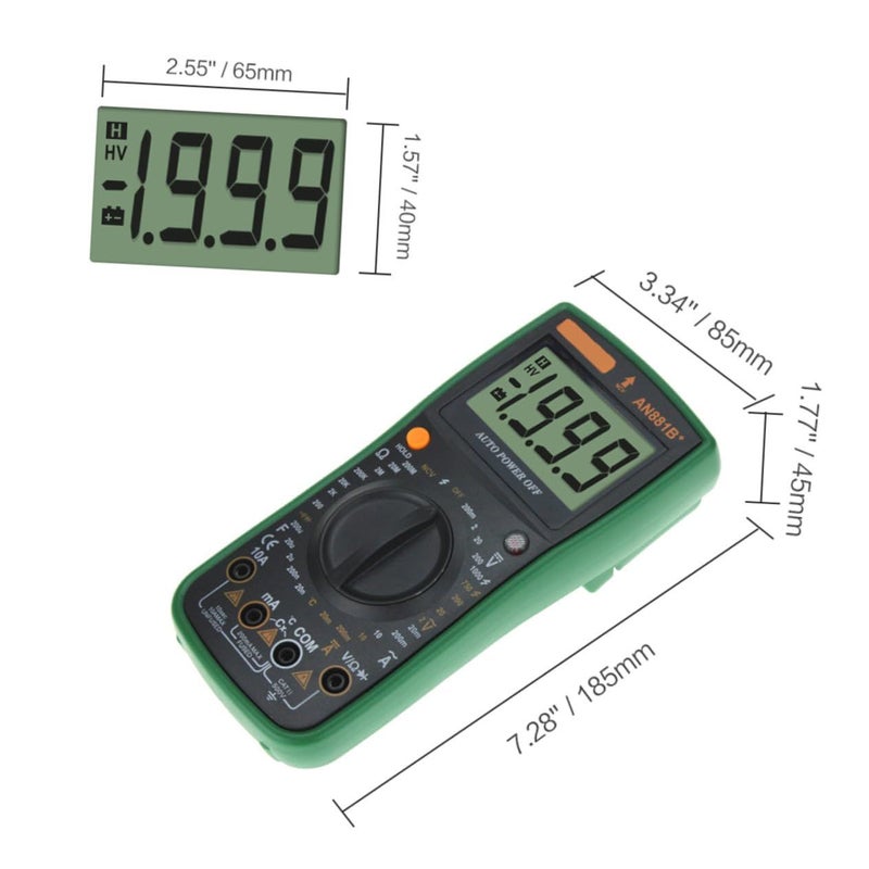 High Accuracy Auto Range Digital Multimeter With Clips Green Measures Voltage Resistance Capacitance - Image 3