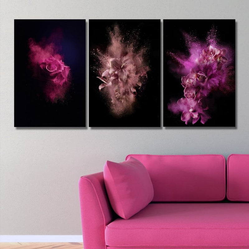 Marktna Three modern-designed canvas panels with a hollow frame, measuring (90×40), three pieces - Image 1