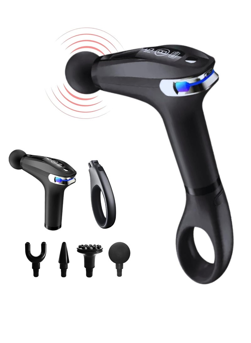 Percussion Muscle Massage Gun with Extendable Handle for Full Body, Cervical Massager, and Deep Tissue Electric Back Massager. 9 Modes and 4 Heads for Pain Relief, White - Image 1