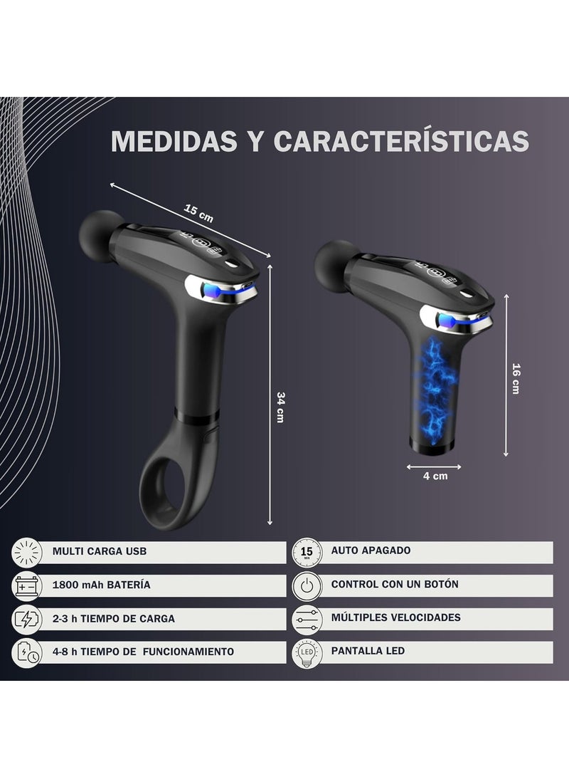 Percussion Muscle Massage Gun with Extendable Handle for Full Body, Cervical Massager, and Deep Tissue Electric Back Massager. 9 Modes and 4 Heads for Pain Relief, White - Image 4