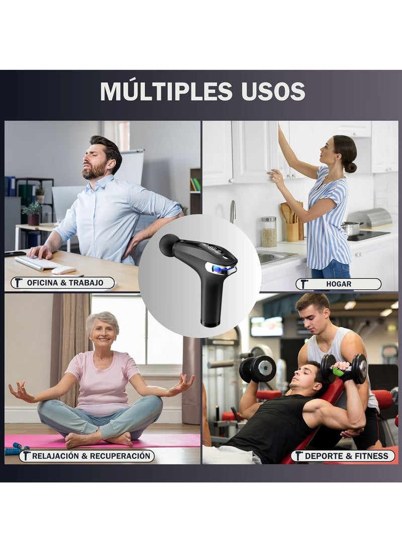 Percussion Muscle Massage Gun with Extendable Handle for Full Body, Cervical Massager, and Deep Tissue Electric Back Massager. 9 Modes and 4 Heads for Pain Relief, White - Image 5