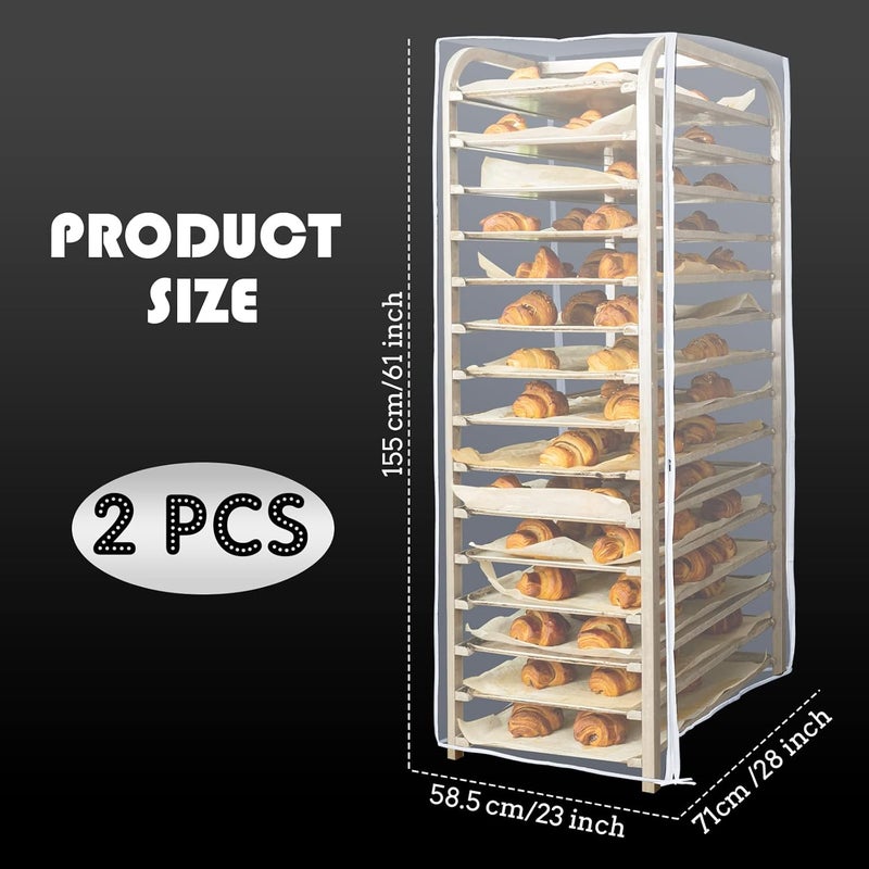Riakrum 2 Pcs Bun Pan Rack Cover Bakers Rack Cover 20 Tier Sheet Pan Rack Cover for Home Kitchen Restaurant Bakery 28 L x 23 W x 61 H Clear - Image 2