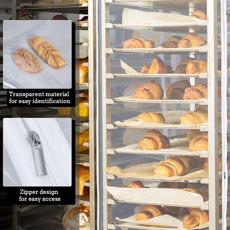 Riakrum 2 Pcs Bun Pan Rack Cover Bakers Rack Cover 20 Tier Sheet Pan Rack Cover for Home Kitchen Restaurant Bakery 28 L x 23 W x 61 H Clear - Image 4