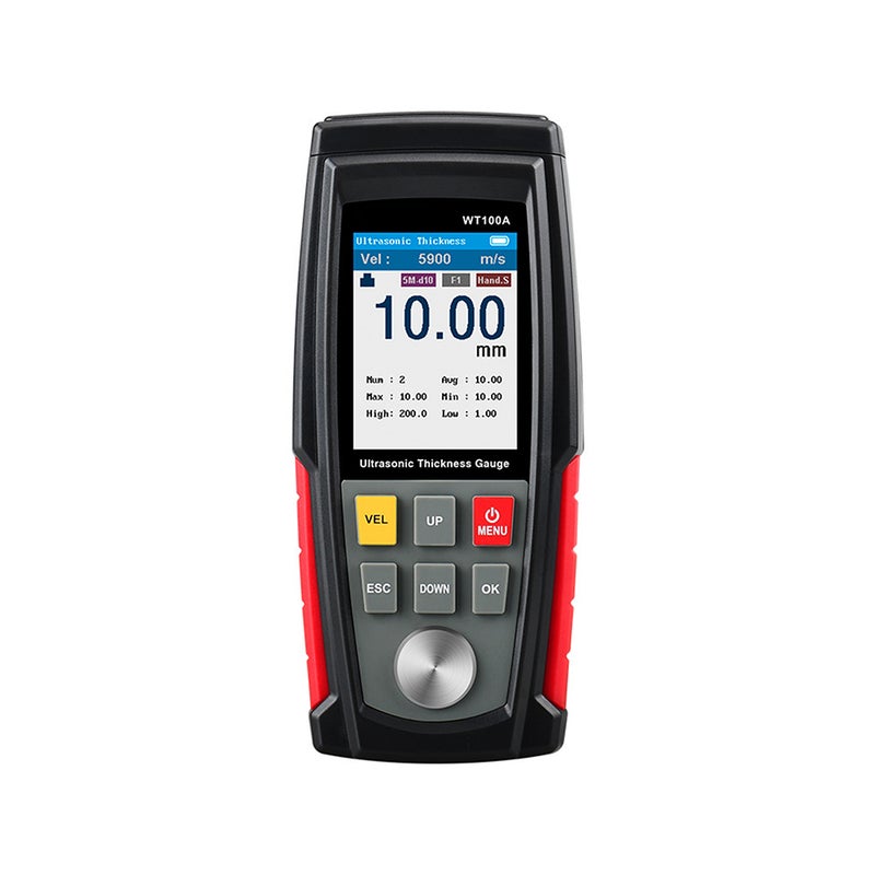 Ultrasonic Thickness Gauge Measuring Range 1.00-225.0mm Color Screen Display Screen Brightness Selection USB Charging Data Storage Auto Power Off Data Analysis for Metal/Plastic/Ceramic/Glass - Image 2