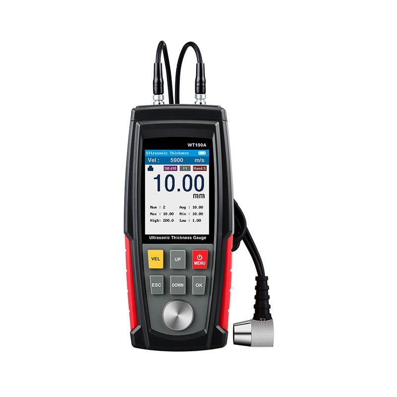 Ultrasonic Thickness Gauge Measuring Range 1.00-225.0mm Color Screen Display Screen Brightness Selection USB Charging Data Storage Auto Power Off Data Analysis for Metal/Plastic/Ceramic/Glass - Image 1