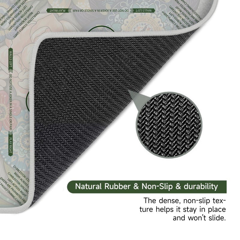 Deyimmei Neoprene Mahjong Mat for Table 31.5"x31.5" - Non-Slip, Noise Reduction Cover with Storage Pockets, American Rules & Crease-Free Rolled Shipping (Vibrant Blooms) - Image 4