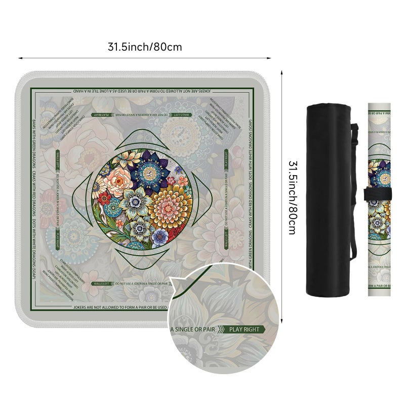 Deyimmei Neoprene Mahjong Mat for Table 31.5"x31.5" - Non-Slip, Noise Reduction Cover with Storage Pockets, American Rules & Crease-Free Rolled Shipping (Vibrant Blooms) - Image 5