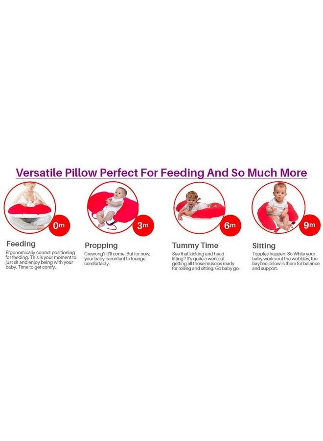 Get It Cotton 5 In 1 Feeding Pillow With Detachable Cover ; New Born Portable Breast Feeding Pillow For Baby ; Infant Support For Baby And Mom (Full Red) - Image 5
