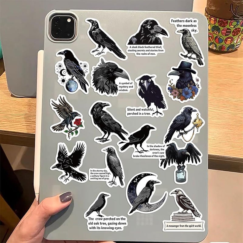 LHST 50pcs Gothic Crow Stickers  Raven Bird Sticker Goodie Bag Stuffers Vinyl Waterproof Holiday Party Stickers for Kids and Youth Adult Party Favors Gifts Party Supplies Decorations (Crow) - Image 4