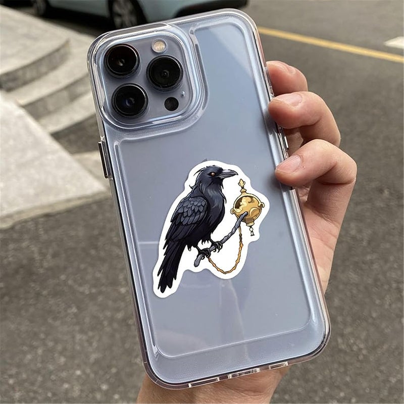 LHST 50pcs Gothic Crow Stickers  Raven Bird Sticker Goodie Bag Stuffers Vinyl Waterproof Holiday Party Stickers for Kids and Youth Adult Party Favors Gifts Party Supplies Decorations (Crow) - Image 3
