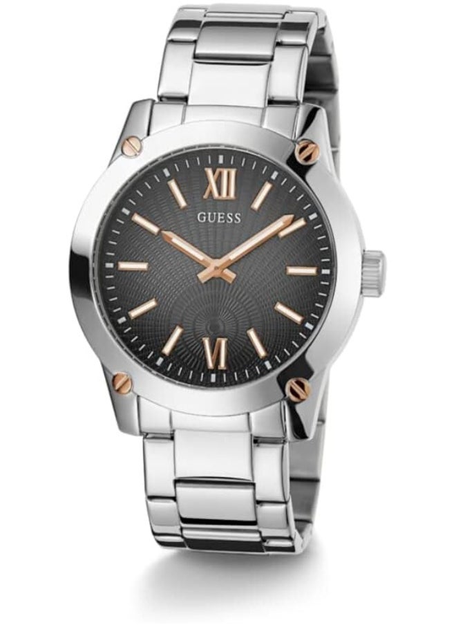 GUESS GUESS Men's 44mm Watch - Silver Tone Strap Gunmetal Dial Silver Tone Case  - Image 2