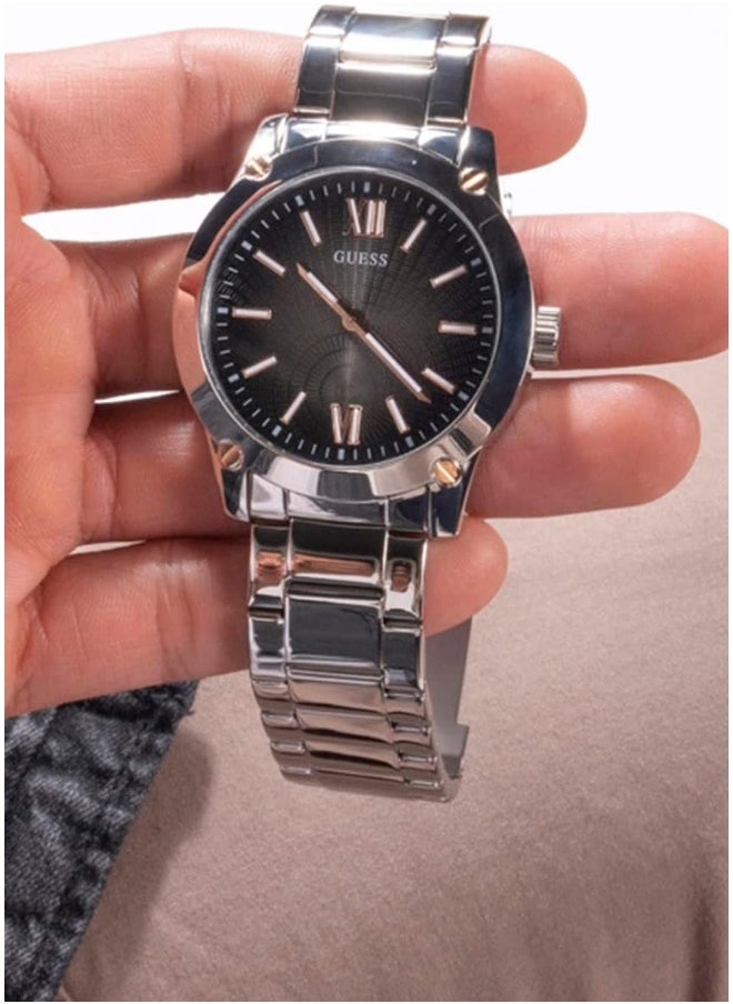 GUESS GUESS Men's 44mm Watch - Silver Tone Strap Gunmetal Dial Silver Tone Case  - Image 4