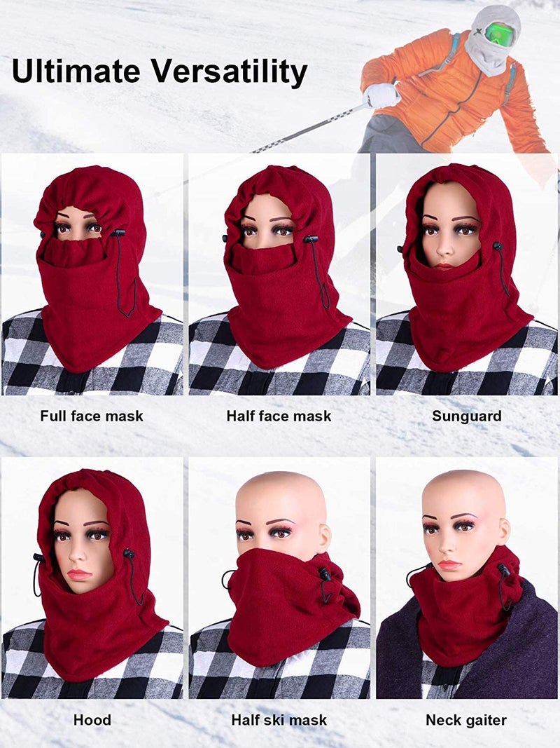 NIKAVI Balaclava Mask Face Ski Neck Muff Full Winter Cap Fleece Outdoor Protecting Hat Cover (RED, Free Size) - Image 5