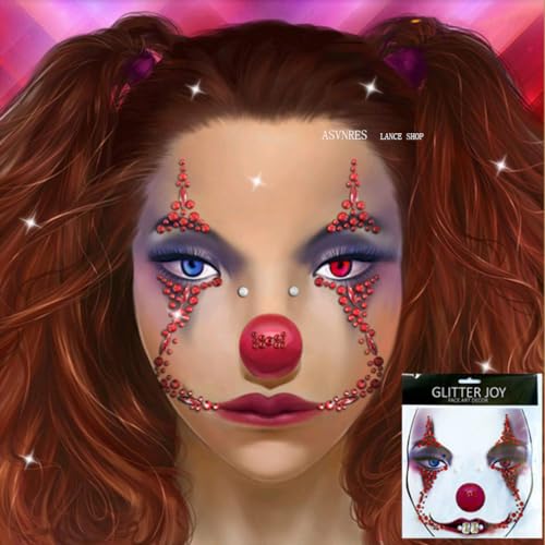 ASVNRES 2 Pieces Face Gems Jewels Tattoos for Halloween, Day of the Dead Face Temporary Skull Tattoos Rhinestone Crystal Stones Body Gems Makeup Stickers for Halloween Festival Rave Party Outfit - Image 5