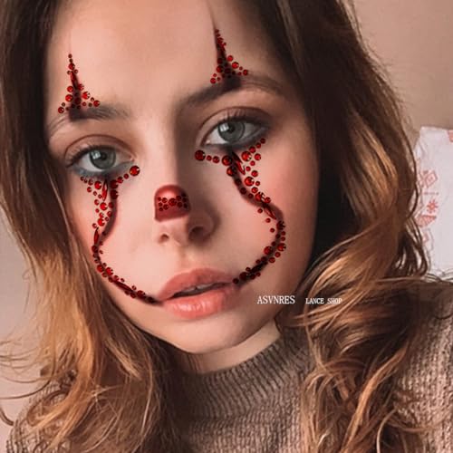 ASVNRES 2 Pieces Face Gems Jewels Tattoos for Halloween, Day of the Dead Face Temporary Skull Tattoos Rhinestone Crystal Stones Body Gems Makeup Stickers for Halloween Festival Rave Party Outfit - Image 3