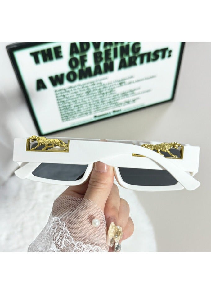 POLITE Luxury Brand Cheetah Style White Sunglass for Women, Trendy Cheetah Fashion Sunglass - Image 3