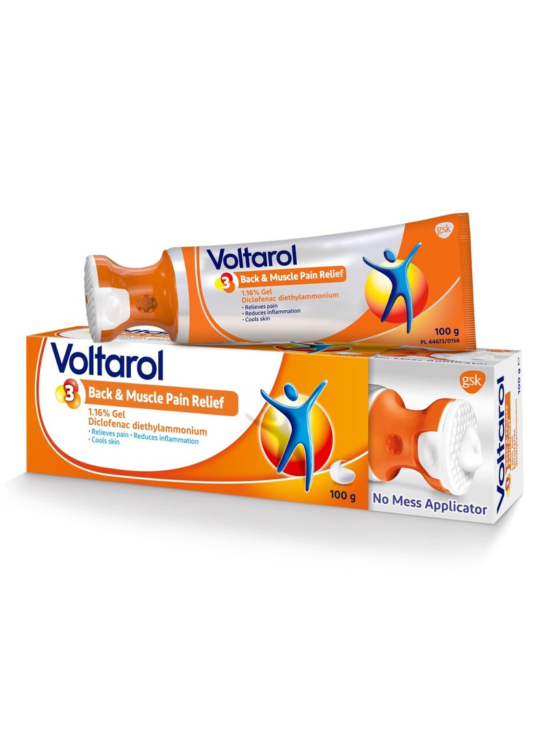 gsk جل فولتارول لتخفيف آلام الظهر والعضلات 1.16% مع أداة تطبيق بدون فوضى، 100 جم