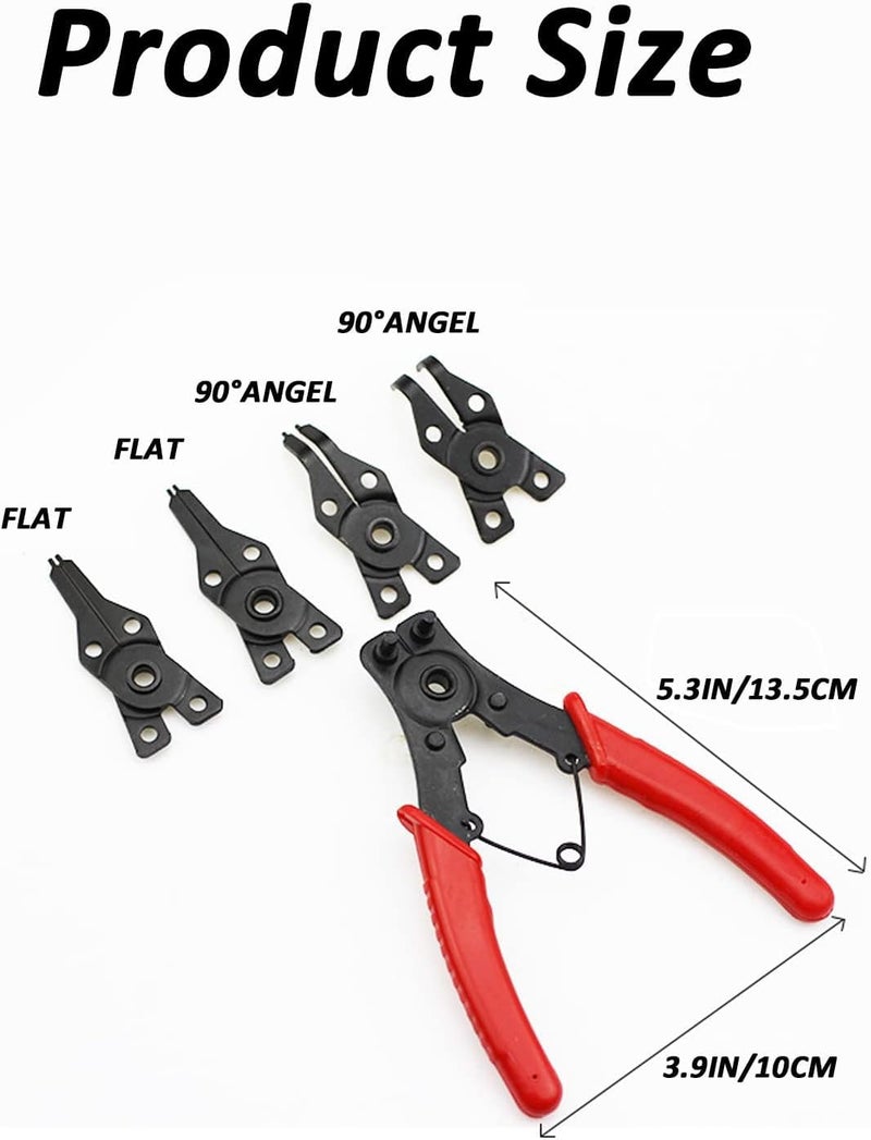 UPTODATETOOLS Snap Ring Pliers 4 In 1 C Clips Removal Retaining Set for Automotive and Engine Repair Interchangeable Jaw Head 45 90 and 180 Degree Angled Jaws - Image 5