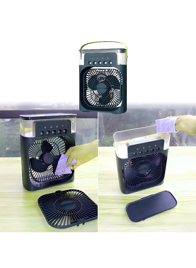 Denx Multi-Function Five-Hole Fan Cooler Fan DENX DX2552 | Mini Evaporative Air Cooler with 7-Color LED, 3 Wind Speeds, Timer, Humidifier & 600ml Water Tank – Blue - Image 5