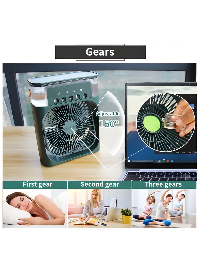 Denx Multi-Function Five-Hole Fan Cooler Fan DENX DX2552 | Mini Evaporative Air Cooler with 7-Color LED, 3 Wind Speeds, Timer, Humidifier & 600ml Water Tank – Blue - Image 4