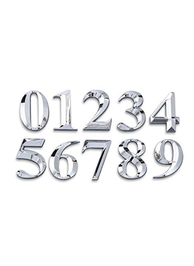 Daytoyz 5cm Silver Metallic-look Plastic Door Numbers 0-9 Self-adhesive Stickers  Weather-resistant Decor for Home, Kids' Rooms, Parties  - Image 1