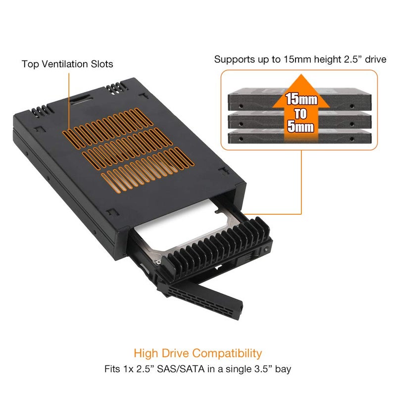 ICY DOCK 1 Bay 2.5 SAS/SATA HDD/SSD حاوية بدون أدوات للفتحة الخارجية 3.5" | ExpressCage MB741SP-B - Image 3