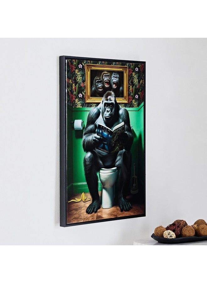 Home Box Ersel Reading Gorilla Framed Picture 40 x 60 x 2.5 cm  - Image 2