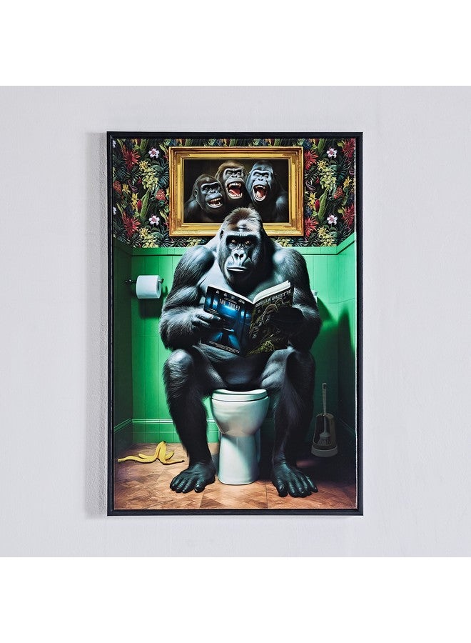 Home Box Ersel Reading Gorilla Framed Picture 40 x 60 x 2.5 cm  - Image 3