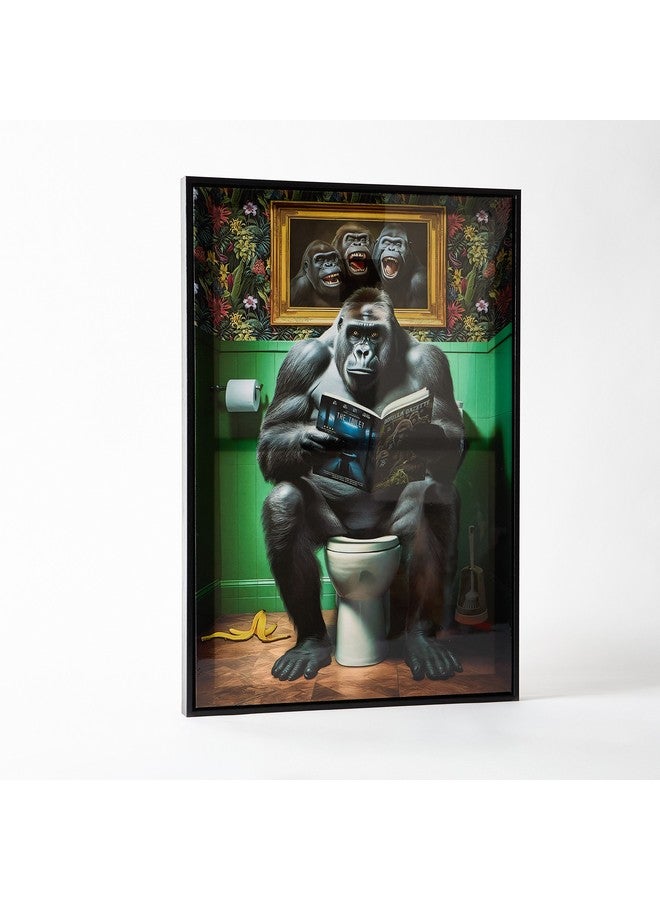 Home Box Ersel Reading Gorilla Framed Picture 40 x 60 x 2.5 cm  - Image 1