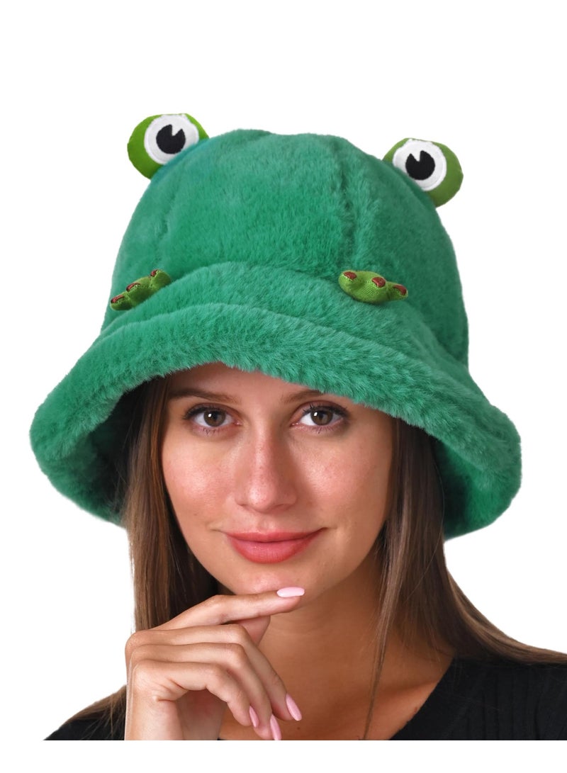 Barakah Fuzzy Bucket Hat Women Men Furry Fur Hats Winter Warm Plush Fisherman Fluffy Sherpa Funny, Wide Brim Fun Unisex Outdoor - Image 1