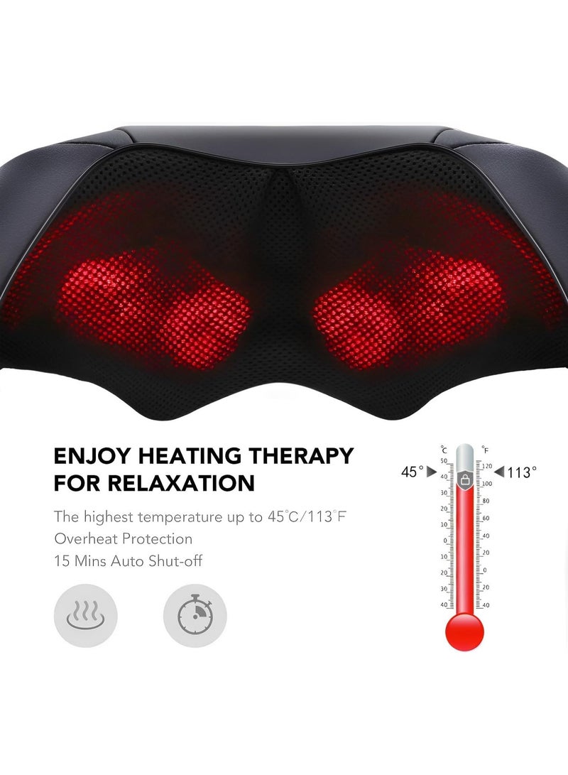 ZERIFAM Neck and Shoulder Massager, Shiatsu Neck Massager with Heat for Pain Relief, Deep Tissue 3D Kneading Pressure Shiatsu Electric Massage, Office Chair, Car and Home Use (Black) - Image 3