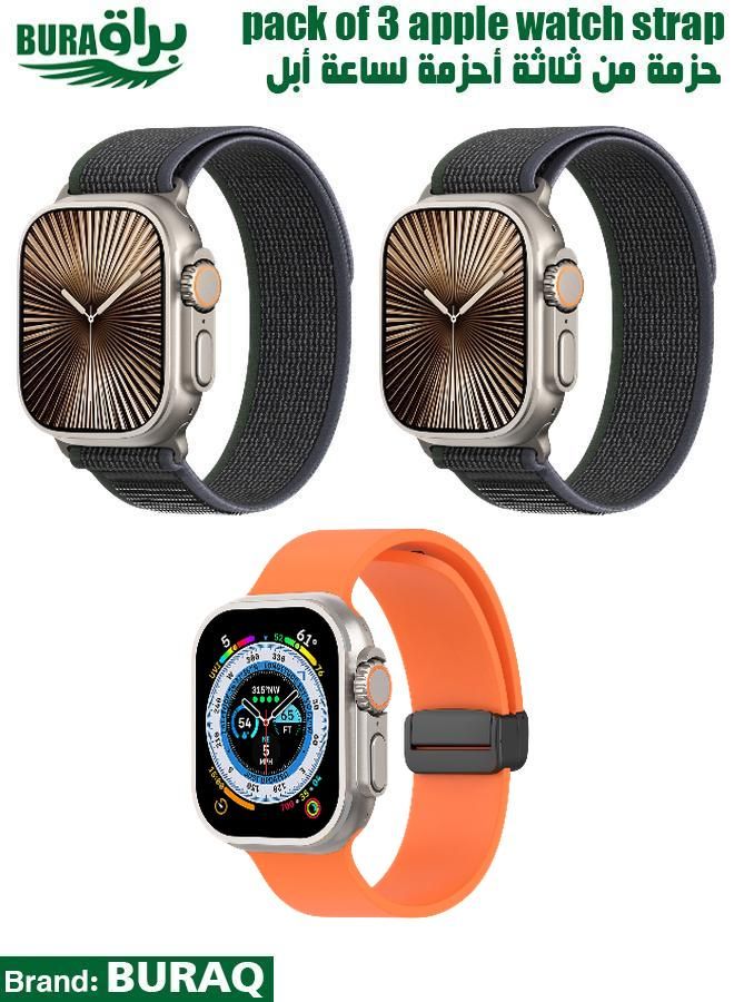 BURAQ Apple Watch Band Strap For Apple Watch Ultra 2/Ultra 49mm, Series 10 46mm, 9/8/7 45mm, SE2/SE/6/5/4 44mm, 3/2/1 42mm 