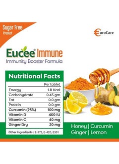 Vitamin C 40Mg D 400Iu Ginger 20Mg Curcumin 100Mg Chewable Sugar Free Tablets In Delicious Honey Flavor Promotes Immunity-Sore Throat -Anti-Inflammation -120 Vegan Serving (Honey,Pack Of 1) - pzsku/ZC5B320F500E9C77357EBZ/45/_/1728312858/f6015b35-9bba-43a7-b707-c85c8d89df21