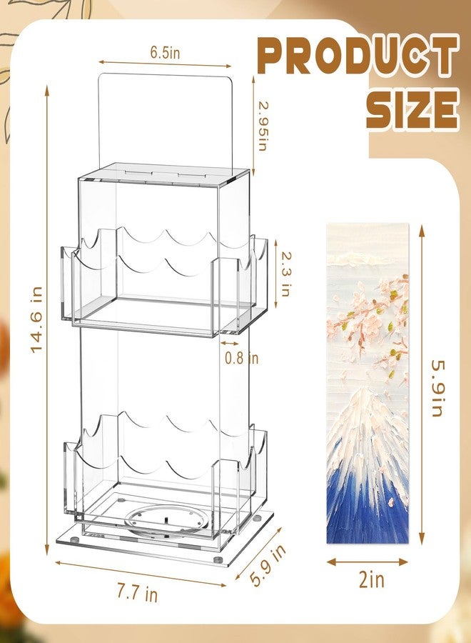 Marsui 2 Tier Rotating Bookmark Display Stand, 4 Sided Bookmark Sticker Holder, 360° Rotating No Assembly Required Clear Acrylic for Vendors, Retail, Showcase, Tradeshow (14.4 x 7.8 x 6.3 Inches) - Image 2