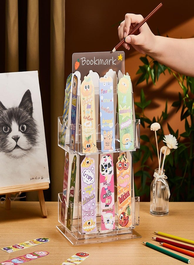 Marsui 2 Tier Rotating Bookmark Display Stand, 4 Sided Bookmark Sticker Holder, 360° Rotating No Assembly Required Clear Acrylic for Vendors, Retail, Showcase, Tradeshow (14.4 x 7.8 x 6.3 Inches) - Image 4