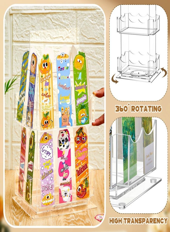 Marsui 2 Tier Rotating Bookmark Display Stand, 4 Sided Bookmark Sticker Holder, 360° Rotating No Assembly Required Clear Acrylic for Vendors, Retail, Showcase, Tradeshow (14.4 x 7.8 x 6.3 Inches) - Image 3