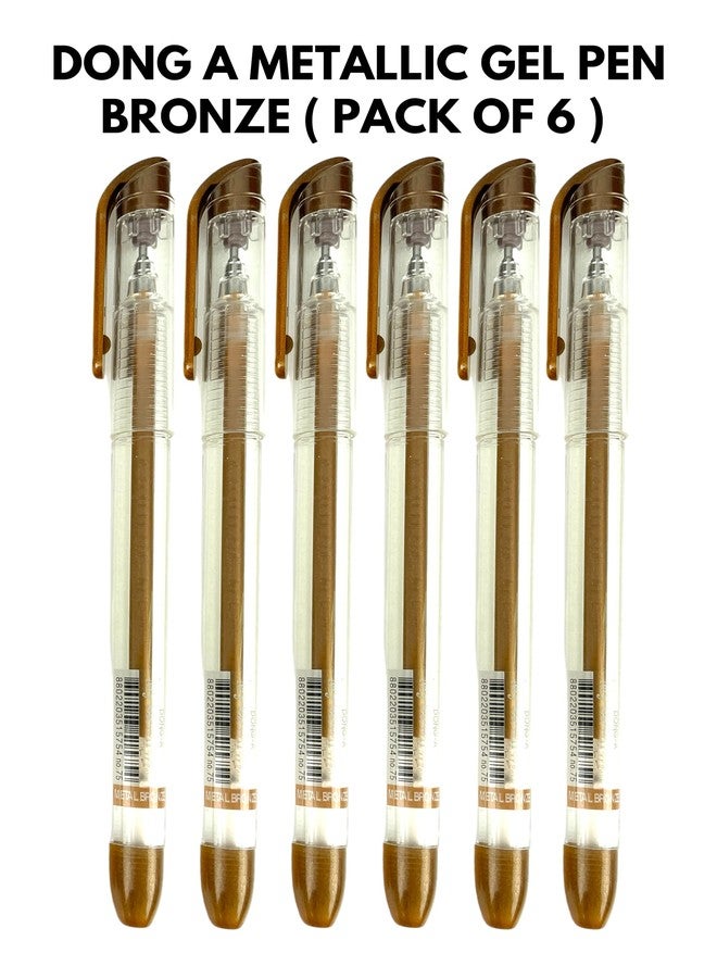 Dong-A Metallic Gel Pen 0.7mm Bronze For Black & Dark Papers (Pack of 6) - Image 3