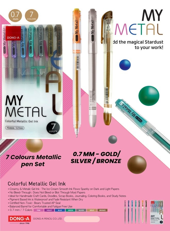 Dong-A Metallic Gel Pen 0.7mm Bronze For Black & Dark Papers (Pack of 6) - Image 4