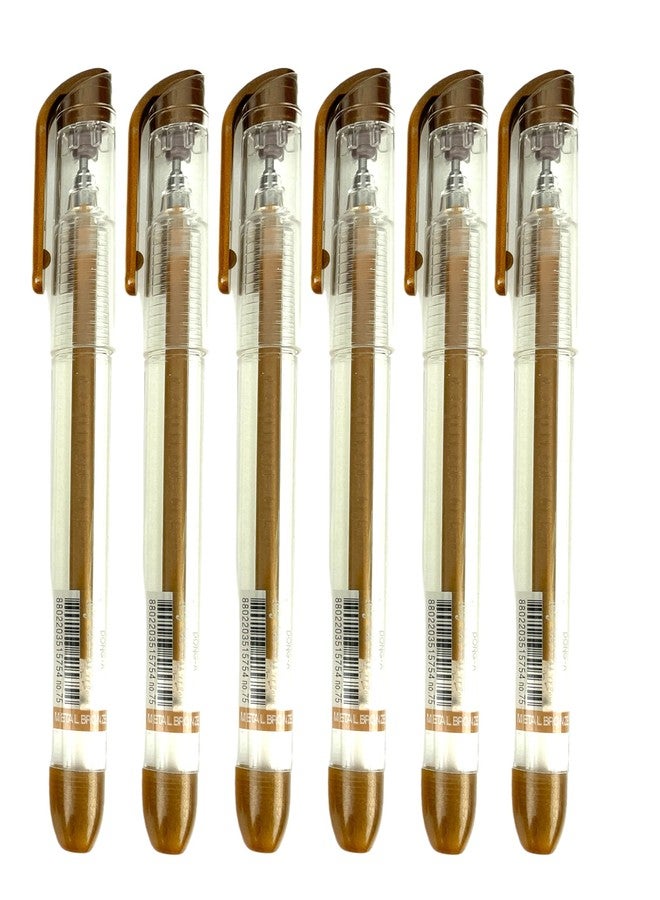 Dong-A Metallic Gel Pen 0.7mm Bronze For Black & Dark Papers (Pack of 6) - Image 1