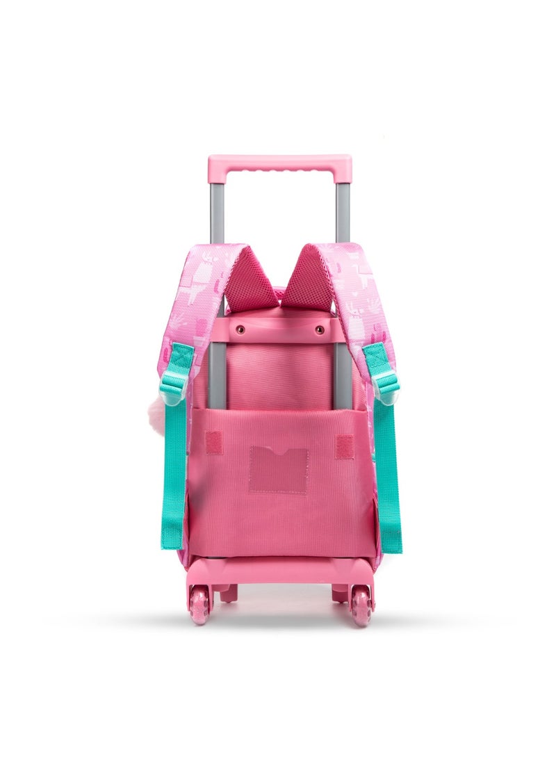 Eazy Kids Eazy Kids 16Inch Set of 3 Trolley School Bag with Lunch Bag and Pencil Case Lama - Pink  - Image 5