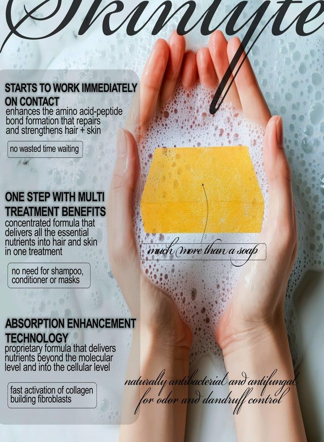 SKINLYTE صابون بار طبيعي للشعر والجسم بالكامل من SKINLYTE - علاج للشعر والبشرة - كيراتين وببتيدات الكولاجين | الشعر: يعزز النمو، الإصلاح، القوة، الحجم | البشرة: مضاد للشيخوخة، مشدود، مرونة مع الكبريت العضوي - Image 5