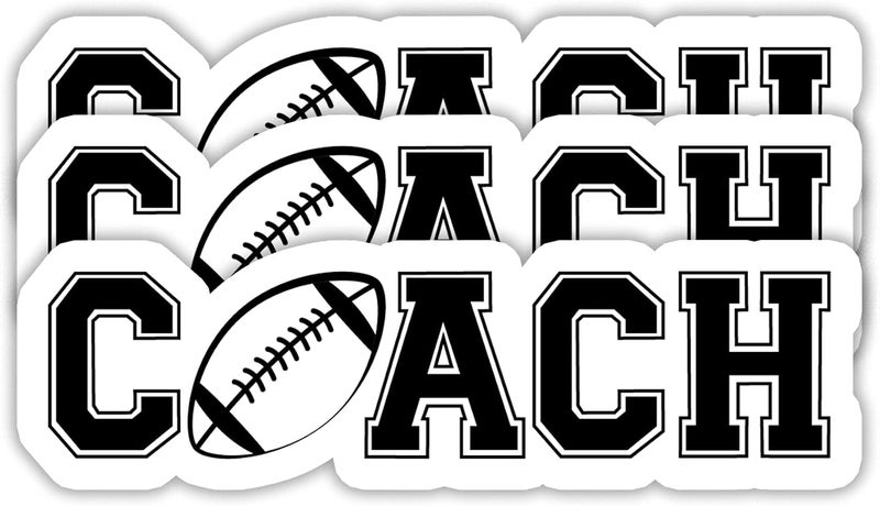 EMMACELA (3PCS) Coach Football Sticker, Football Stickers - Waterproof Vinyl Decals for Laptops, Tumblers, Scrapbooks, Books, Water Bottles Size 3 x 0.9 Inch - Image 1