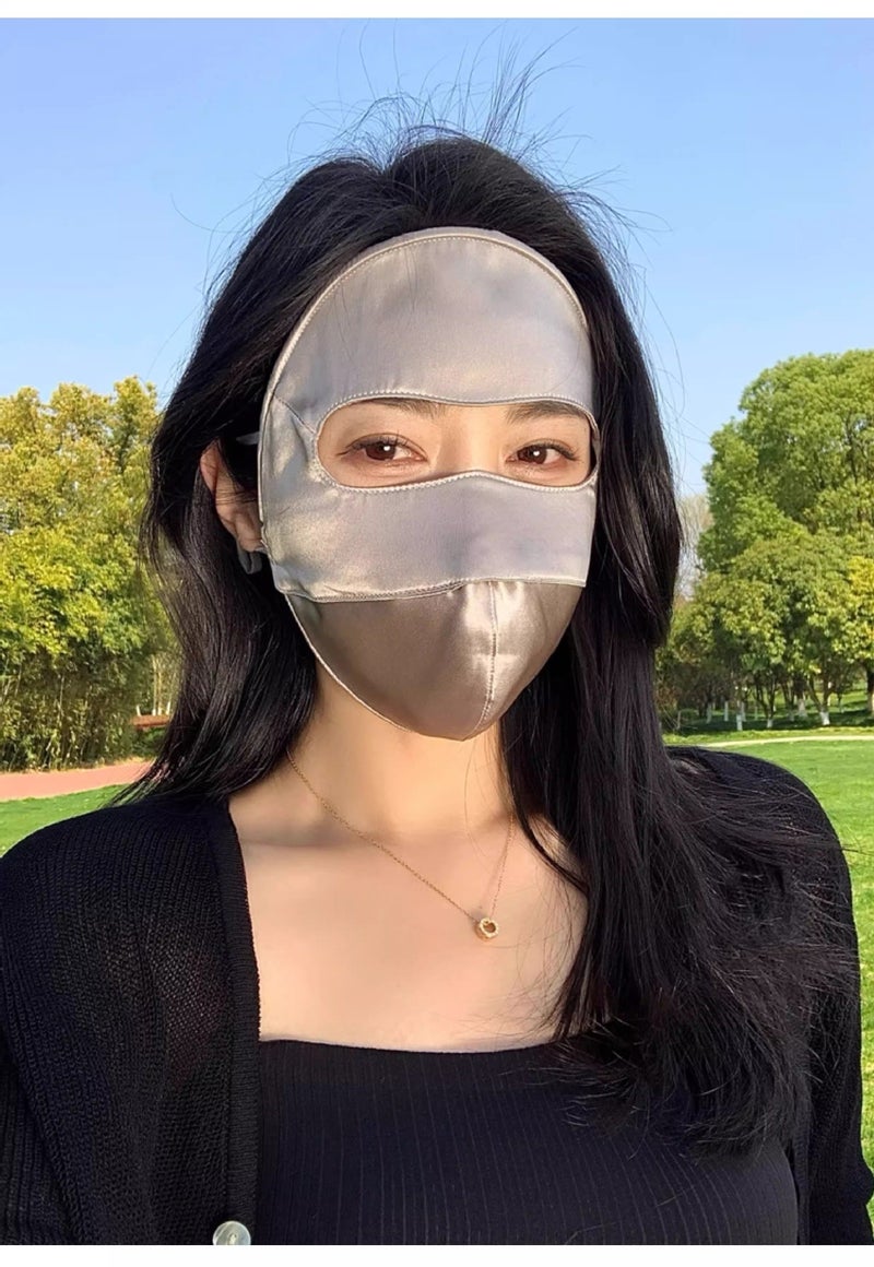 Silk 100% Mulberry Silk Sun Protection Full-Face Mask for Outdoor Driving - Image 2