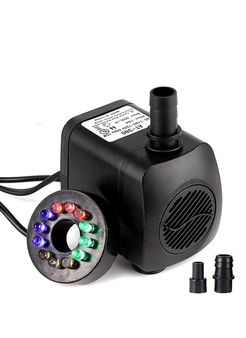 Y&D 15W Micro Submersible Water Pump With 12LED Lights Pumping Filter for Aquarium Rockery Crafts Pond Garden Pool  - Image 1