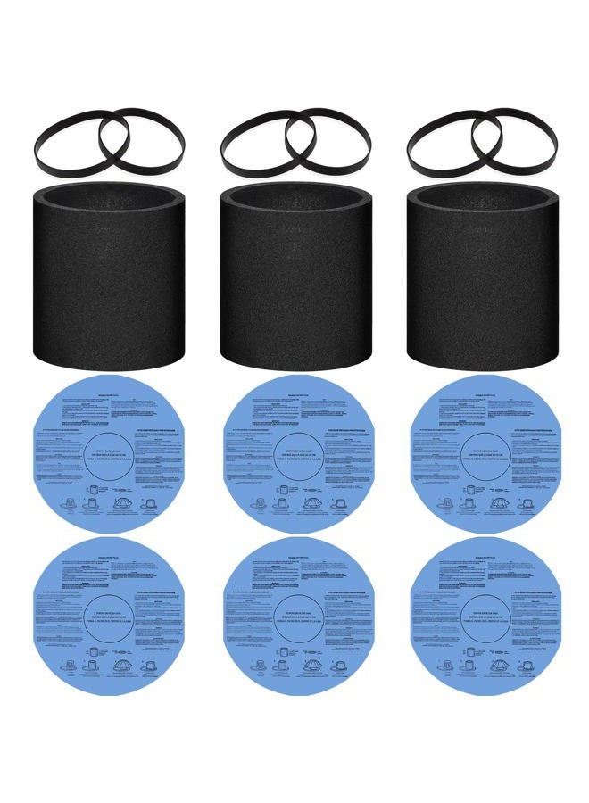 Anewise 3 Pack 90585 Filter Foam Sleeve and 6 Pack 9010700 Dry Filter Disc & 6 Retaining Band for Shop Vac Wet/Dry Vacmaster Genie Shop 5 Gallon Up Vacuum, Compare to Part #9058500, 9010700 - Image 1