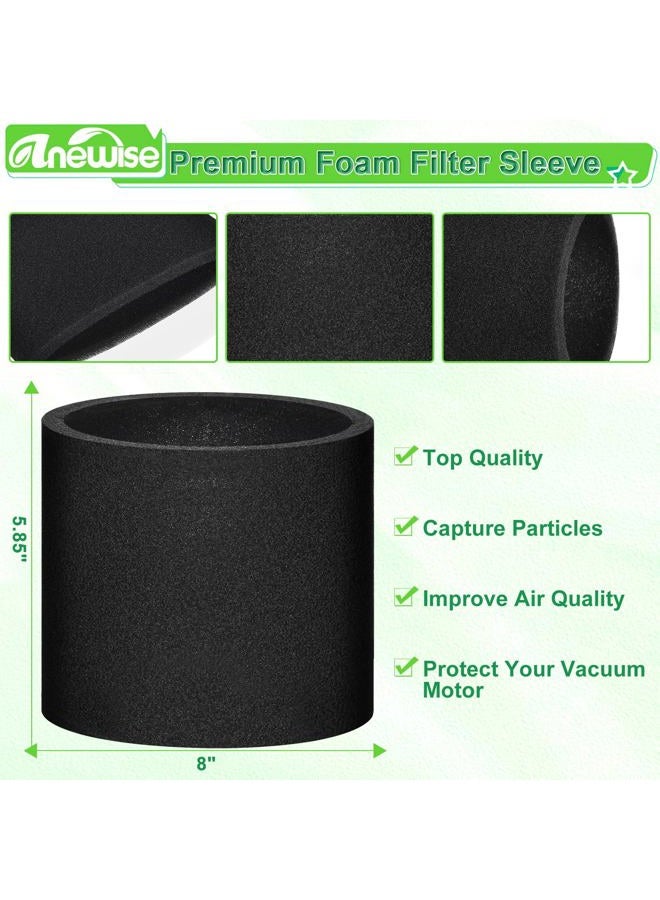 Anewise 3 Pack 90585 Filter Foam Sleeve and 6 Pack 9010700 Dry Filter Disc & 6 Retaining Band for Shop Vac Wet/Dry Vacmaster Genie Shop 5 Gallon Up Vacuum, Compare to Part #9058500, 9010700 - Image 5