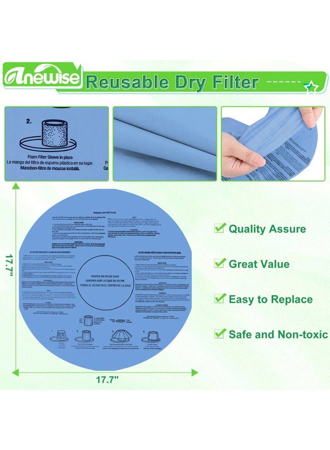 Anewise 3 Pack 90585 Filter Foam Sleeve and 6 Pack 9010700 Dry Filter Disc & 6 Retaining Band for Shop Vac Wet/Dry Vacmaster Genie Shop 5 Gallon Up Vacuum, Compare to Part #9058500, 9010700 - Image 4