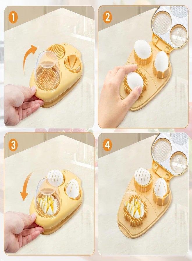 KCMOSGI 3 in 1 Boiled Egg Slicer, Stainless Steel Egg Slicer for Hard Boiled Eggs, 3 Slice Modes, Hard Boiled Egg Cutter & Fruit Slicer for egg, Strawberry, Tomato - Image 4